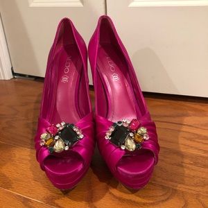 Pink Satin Aldo platform heels
